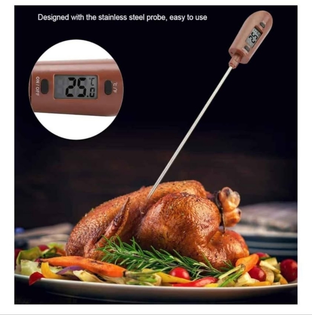Digital Meat Thermometer with Brown Display